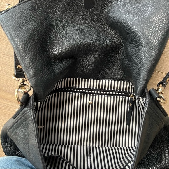 Black Leather Kate Spade Foldover Crossbody - Picture 4 of 10
